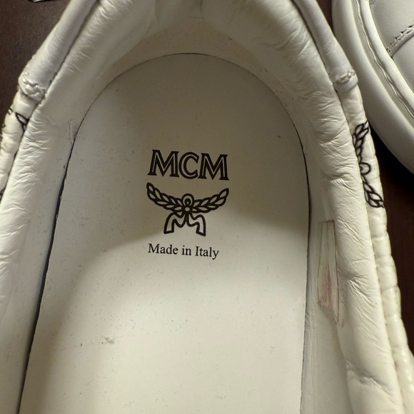 MCM White Leather Sneakers with Logo Pattern - Picture 13 of 13